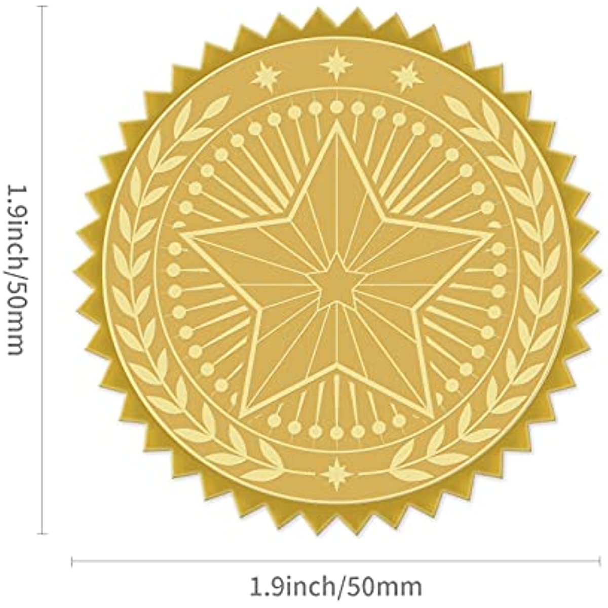 100pcs Embossed Foil Stickers Five-Pointed Star Pattern Gold Foil  Certificate Seals Self Adhesive Embossed Seals Decoration Labels for  Certificates Awards Graduation Invitations Diplomas 
